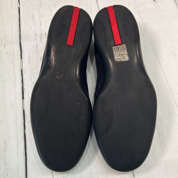 Prada Calzature Donna Blue Suede Toggle Vintage Driving Shoes #3D5244 Sz: 37 - Picture 5 of 10